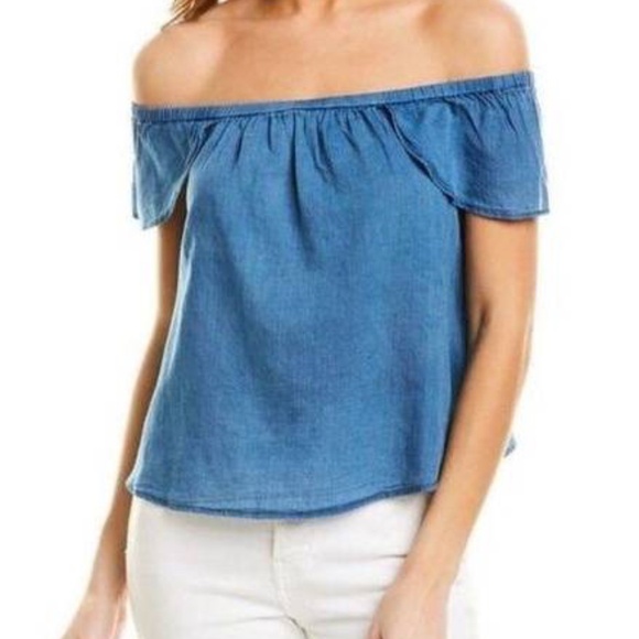 J.Crew Factory off-the-shoulder cotton chambray top Medium - Picture 2 of 11
